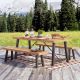 Unbranded Outdoor 3-Piece Wood Patio Conversation Seating Set Patio Table-003