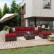 PATIOGUARDER 7-Piece Outdoor Wicker Patio Conversation Sofa Set with Ottomans for Patio in Red PH-TBSF-ABD-HS