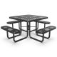 Unbranded 5-Piece Black Metal 8-Seat Outdoor Dining Set, 46 in. Expanded Square Picnic Table and Chair Set for BBQ, Picnic, Garden hj-274