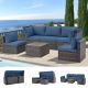 Unbranded 6-Pieces Wicker Patio Conversation Set with Blue Cushion Patio Furniture Stability and Durability Outdoor Set-26