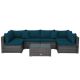 Costway Mix Grey 7-Piece Wicker Patio Conversation Sectional Seating Set with Peacock Blue Cushions HCST02974