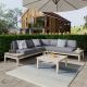 AUTMOON 4-Piece Wicker Outdoor Patio Conversation Sectional Seating Set with Gray Cushions WF6725567258GRY