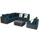 Costway Peacock Blue Wicker 7-Piece Patio Conversation Sectional Seating Set with Peacock Blue Cushions HCST03120