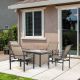 Unbranded 5 Piece Metal Steel Patio Conversation Set include Square Dinner Table with Built-in Ice Bucket Insert, 4 Rocking Chairs OUT-D-71