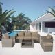 Runesay Outdoor Grey 7-Piece Wicker Patio Conversation Set with Grey Cushions OTDPPP05