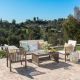 Boosicavelly 4-Piece Wood Patio Conversation Set with Cream Cushions BOCCPC01GR