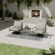 EGEIROSLIFE 3-Piece Aluminum Patio Conversation Set with Gray Cushions SF3-GG-B1-HD4