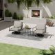EGEIROSLIFE 3-Piece Aluminum Outdoor Patio Conversation Set with Webbing Chair Back and Gray Cushions SF3-GG-B2-HD4