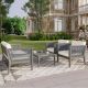 Noble House Outdoor 4-piece Grey Acacia Wood Patio Conversation set with Beige Cushions 111386
