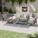 EGEIROSLIFE 4-Person Aluminum Outdoor Patio Conversation Set with Loveseat, Webbing Chair Back and Gray Cushions SF4-GG-B1-HD4