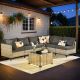 HOOOWOOO Holston 7-Piece Wicker Modern Outdoor Patio Conversation Sofa Sectional Set with a LED Table and Black Cushions HSKT107
