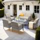 XIZZI Gladiola 6-Piece Wicker Patio Conversation Seating Sofa Set with Beige Cushions GNDS606-B122