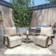 INMITOM 3-Piece Patio Wicker Conversation Set with Beige Cushions and Side Table - Swivel, Rock, and Relax in Style HD1-A-M50-BGE