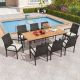 Costway Noir Collection 9-Piece Wicker Outdoor Dining Set with Off-White Cushions HCST03253