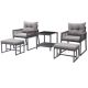 Costway Black 5-Piece Wicker Patio Conversation Set with Gray Cushions HCST03273