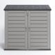 BTMWAY 4.6 ft. W x 2.7 ft. D Horizontal Outdoor Plastic Storage Shed, Trash Can Storage Cabinet with 3-Doors(12.3 sq. ft.) CXX-GORRT002GY-PlasticShed01