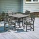POLYWOOD Grant Park Slate Grey 5-Piece Recycled Plastic Outdoor Dining Arm Chair Set PWS2713-1-GY