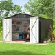 Unbranded 6 ft. W x 8 ft. D Metal Gray Outdoor Shed with Lockable Door, Vents, Waterproof Storage Garden Tool Shed 48 sq. ft. JX-WS00038