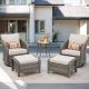 Buenaola Nyajiah 5-Piece Wicker Patio Conversation Set with Beige Cushions BuenhominoSW068