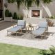 EGEIROSLIFE 5-Piece Aluminum Patio Conversation Set with End Table and Blue Cushions SF5-ZL-B1-HD4