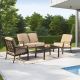 AUTMOON 4-Piece Patio Conversation Set Metal Outdoor Furniture, All-Weather Deep Seating Sofa Set with Beige Cushions W1859S00070