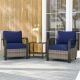 EAGLE PEAK 3-Piece Wicker Patio Outdoor Lounge Chair Set with Blue Cushions and Side Table EP-FNY-AE-Y02
