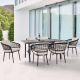 Nuu Garden Black 7-Piece Rope Aluminum Outdoor Dining Set with 1.97 in. Umbrella Hole and 1.97 in. Thick Beige Cushions SD153-203A