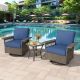 Buenaola Nyajiah 3-Piece Wicker Patio Conversation Set with Blue Cushions BuenhominoSW086