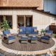 Buenaola Nyajiah 5-Piece Wicker Patio Conversation Set with Blue Cushions BuenhominoSW088