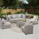 Zeus & Ruta 7 Pieces All Weather Wicker Patio Conversation Set Outdoor Sectional Sofa with Gray Cushions for Garden HWD-058