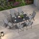 PURPLE LEAF 7-Piece Outdoor Patio Dining Set with Aluminum Frame Grey Folding Chairs and Black Table PPL05-ZTDS07-JM-GY-2