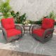 INMITOM 3-Piece Patio Wicker Conversation Set with Red Cushions and Side Table - Swivel, Rock, and Relax in Style HD1-A-M52-RED