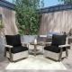 INMITOM 3-Piece Patio Wicker Conversation Set with Black Cushions and Side Table-Swivel, Rock, and Relax in Style HD1-A-M50-BLK