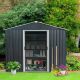Boosicavelly 8 ft. W x 10 ft. D Black Metal Shed with Double Door and Vents and Floor Base (80 sq. ft.) BOWWCSTG26-10B