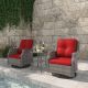 INMITOM 3-Piece Patio Wicker Conversation Set with Red Cushions and Side Table-Swivel, Relax in Style HD1-M72RED*2M73