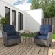 INMITOM 3-Piece Patio Wicker Conversation Set with Blue Cushions and Side Table - Swivel, Relax in Style HD1-M72DPB*2M73
