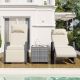 Unbranded 3-Piece Gray Wicker Patio Conversation Set with Beige Cushions and Adjustable Back OUT-D-362
