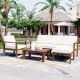 Unbranded 6-Piece Wood Patio Conversation Set with Beige Cushion OUT-D-364