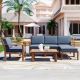 Unbranded 5-Piece Wood Patio Conversation Set with Gray Cushion OUT-D-365