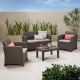 Unbranded 4-Piece Wicker Outdoor Patio Conversation Set Furniture with Coffee Table, Beige Waterproof Cushions ER-61310.00BRN