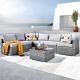 weaxty W Daffodil D Gray 7-Piece Wicker Patio Conversation Sofa Set with Light Gray Cushions HOP400-7