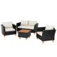 Costway 4-Piece Wicker Patio Conversation Set with Removable Off White Cushions and Storage Coffee Table HCST03476
