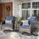 ELPOSUN 3-Piece Wicker Patio Conversation Set with Cushion and Side Table HDNBCH015NAVOS
