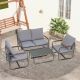 Unbranded Gray 4-Piece Aluminum Patio Conversation Set with Gray Cushions OUT-D-412