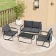 Unbranded Dark Gray 4-Piece Aluminum Patio Conversation Set with Dark Gray Cushions OUT-D-413