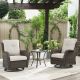 Opohoro ArcoBay 3-Piece Brown Wicker Swivel Outdoor Rocking Chairs Patio Conversation Set with Olefin Beige Cushions TG-GXR035-2