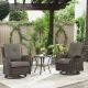 Opohoro ArcoBay 3-Piece Brown Wicker Swivel Outdoor Rocking Chairs Patio Conversation Set with Olefin Gray Cushions TG-GXR035-3