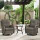 Opohoro ArcoBay 3-Piece Gray Wicker Swivel Outdoor Rocking Chairs Patio Conversation Set with Olefin Gray Cushions TG-GXR036-2