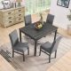 Unbranded 5-Piece Black Wood Outdoor Dining Set with Grey Cushions, Retangular Dining Table and 4 Dining Chairs for Living Room KL-168