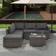 Unbranded PE Wicker Patio Conversation Set, Outdoor, 4-Set Wicker Furniture with Black Cushion, Tempered Glass Coffee Table XJ-W1703S00019